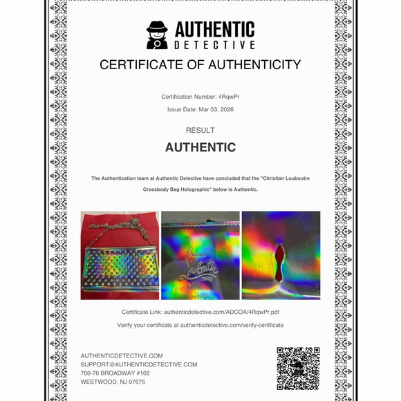 CHRISTIAN LOUBOUTIN SILVER HOLOGRAPHIC BOUDOIR STUDDED BAG WITH COA - Picture 15 of 15